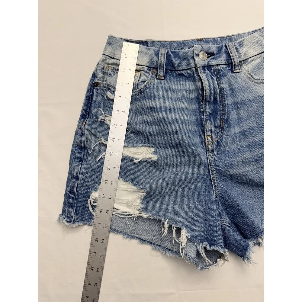 American Eagle Outfitters Shorts Womens 2 Blue‎ Denim Distressed Cutoff Raw Hem